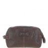 Ashwood Row Mens Leather Toiletry Wash Bag Brown