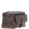 Ashwood Row Mens Leather Toiletry Wash Bag Brown