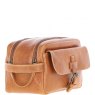 Ashwood Row Mens Leather Toiletry Wash Bag Tan