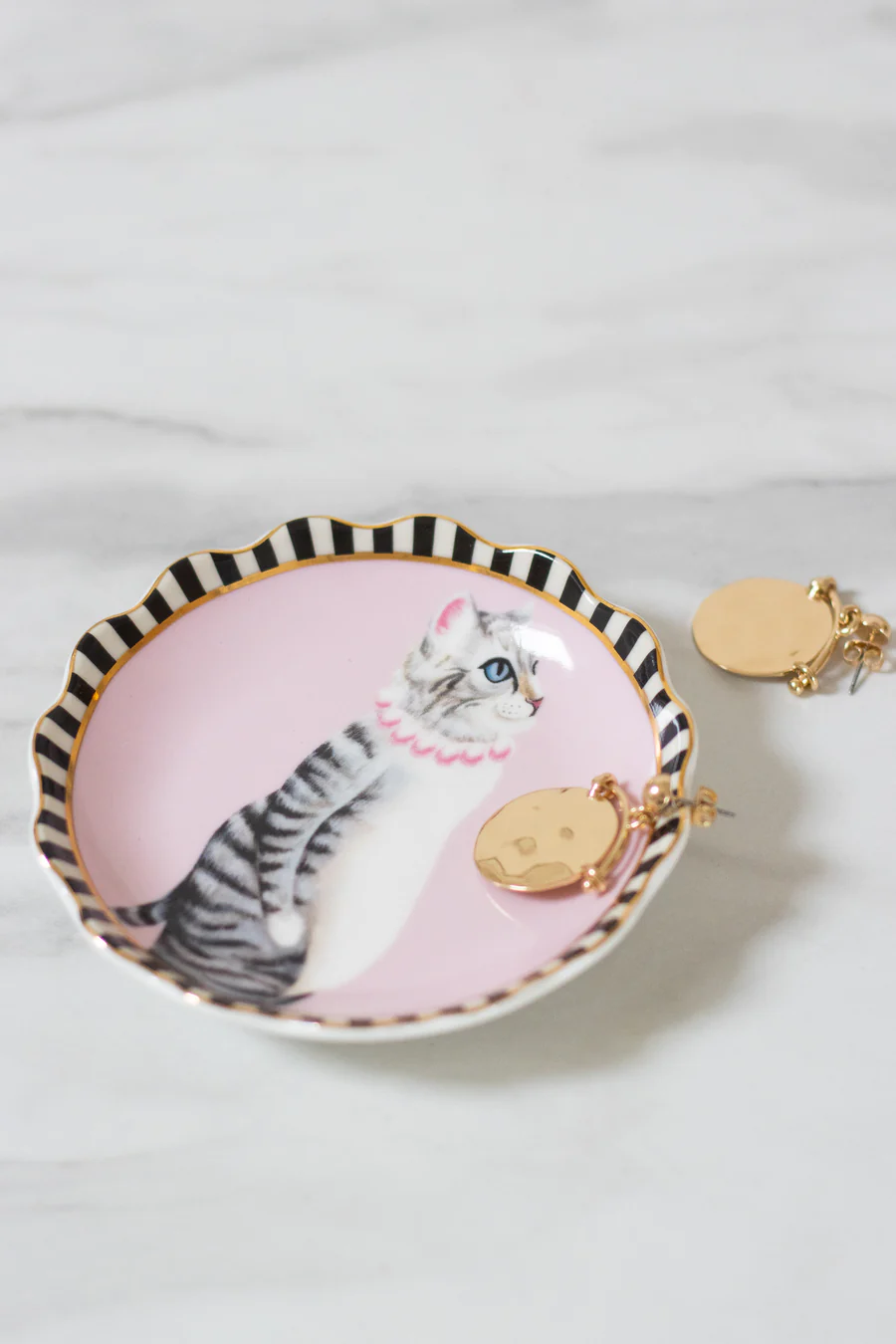 Yvonne Ellen Fluted Cat Trinket Dish