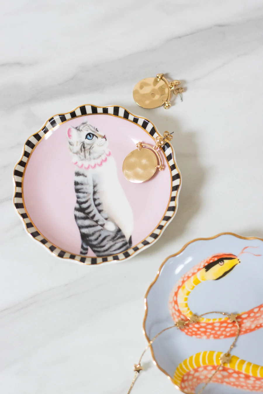 Yvonne Ellen Fluted Cat Trinket Dish