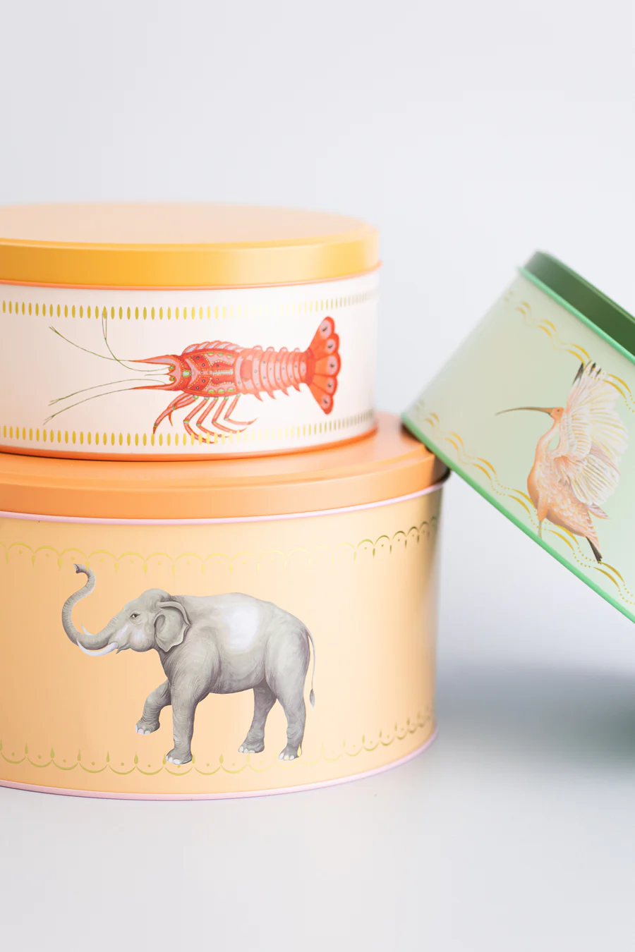 Yvonne Ellen Lobster / Elephant / Ibis Round Cake Tins Set of Three