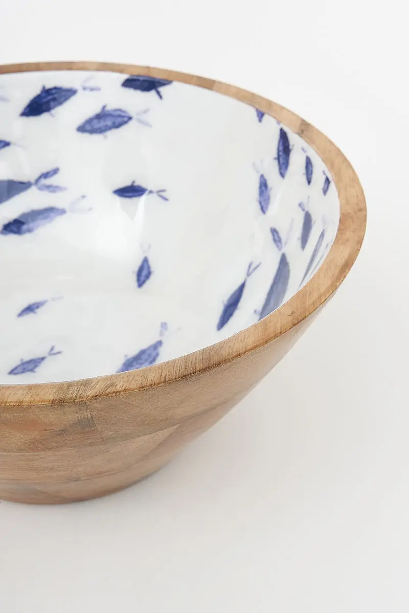 Batela Enamelled Wooden Bowl - Fish