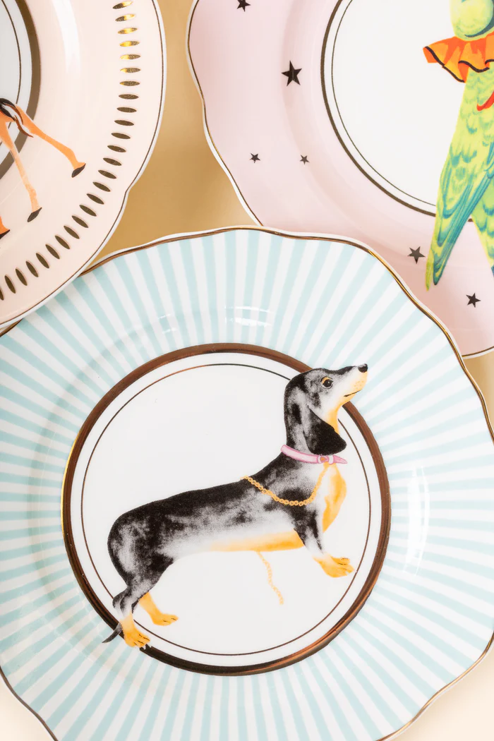 Yvonne Ellen Round Animal Tea Plates Set of 4