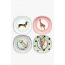Yvonne Ellen Set of 4 Animal Tea Plates Square