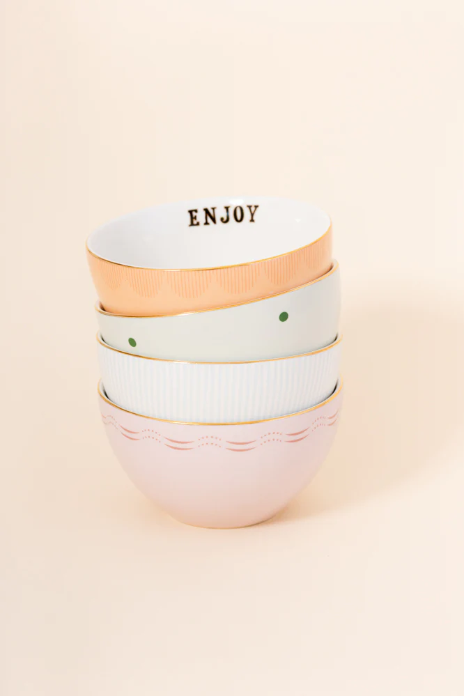 Yvonne Ellen Slogan Cereal Bowls - Set of 4