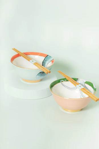 Yvonne Ellen Set of 2 Rice Bowls With Chopsticks