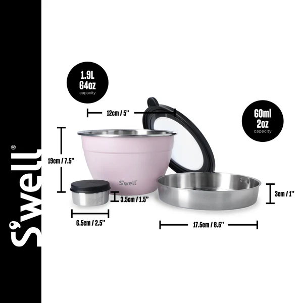 S'well Pink Topaz 1.9L Salad Bowl Set
