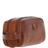 Ashwood Men’s Dual Zip Leather Washbag – Honey