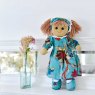 Powell Craft Rag Doll with Teal Exotic Flower Dress