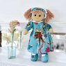 Powell Craft Rag Doll with Teal Exotic Flower Dress