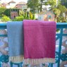 Portmeirion Piazza Herringbone Merino Wool Throw - Cerise Pink