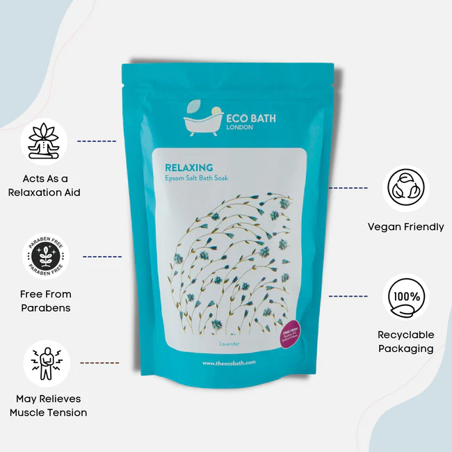 Eco Bath Relaxing Epsom Bath Salt Soak Pouch 1000g