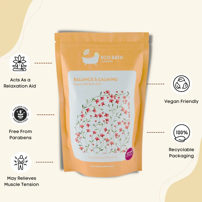 Eco Bath Balance & Calming Epsom Salt Bath Soak Pouch 1000g