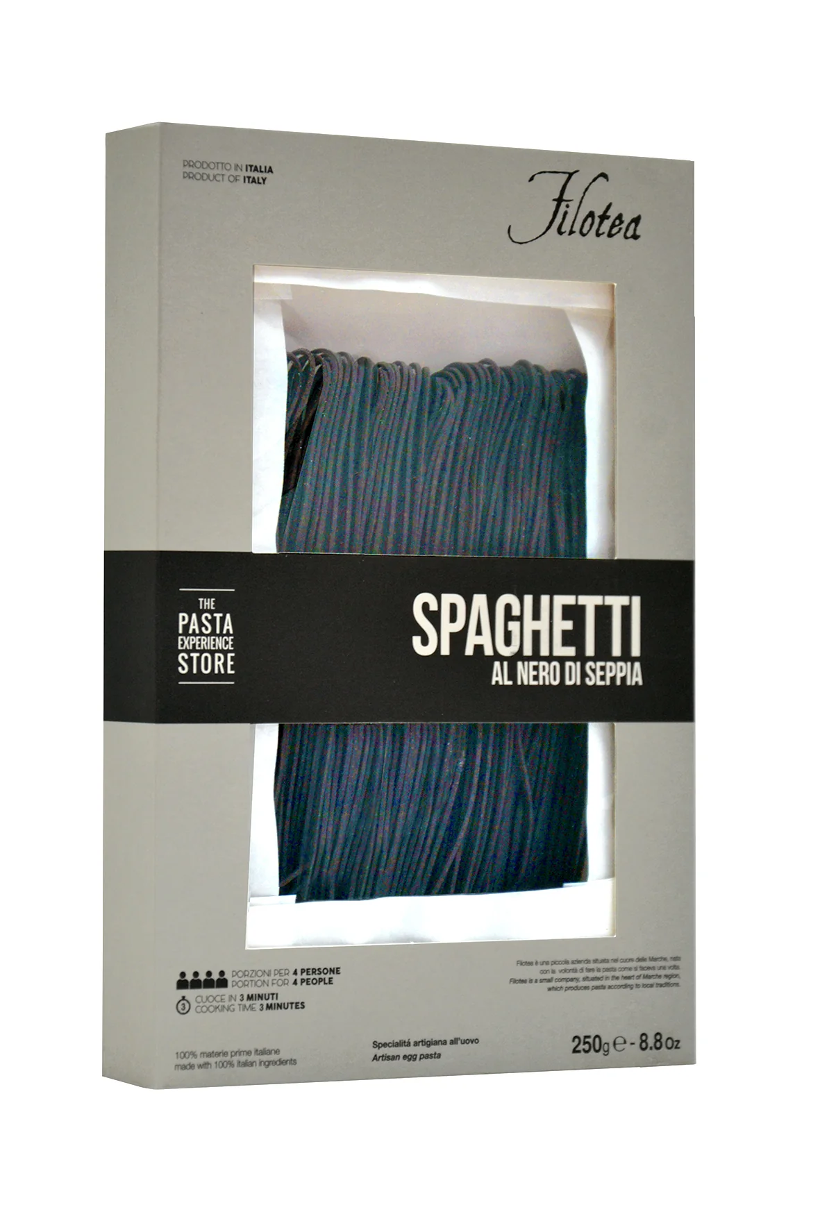 Filotea Spaghetti Chitarra Al Nero Di Seppia - Black Squid Ink Spaghetti 250g