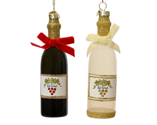 Wine Bottle Glitter Opaque Glass Decoration