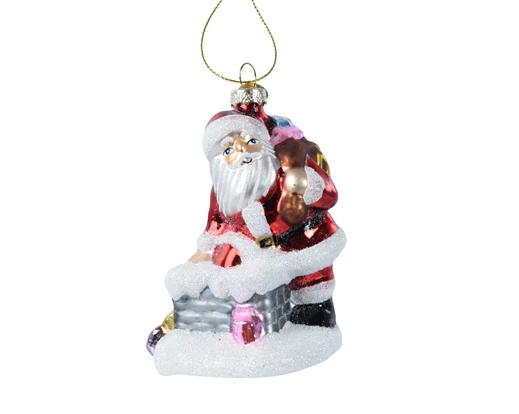 Santa Chimney Glass Decoration