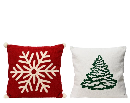 Festive Square Cushion : Snowflake / Christmas Tree