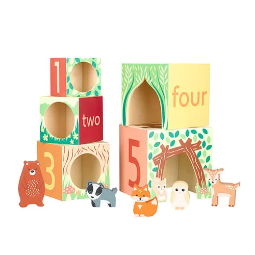 Orange Tree Toys Woodland Animal Stacking Cubes