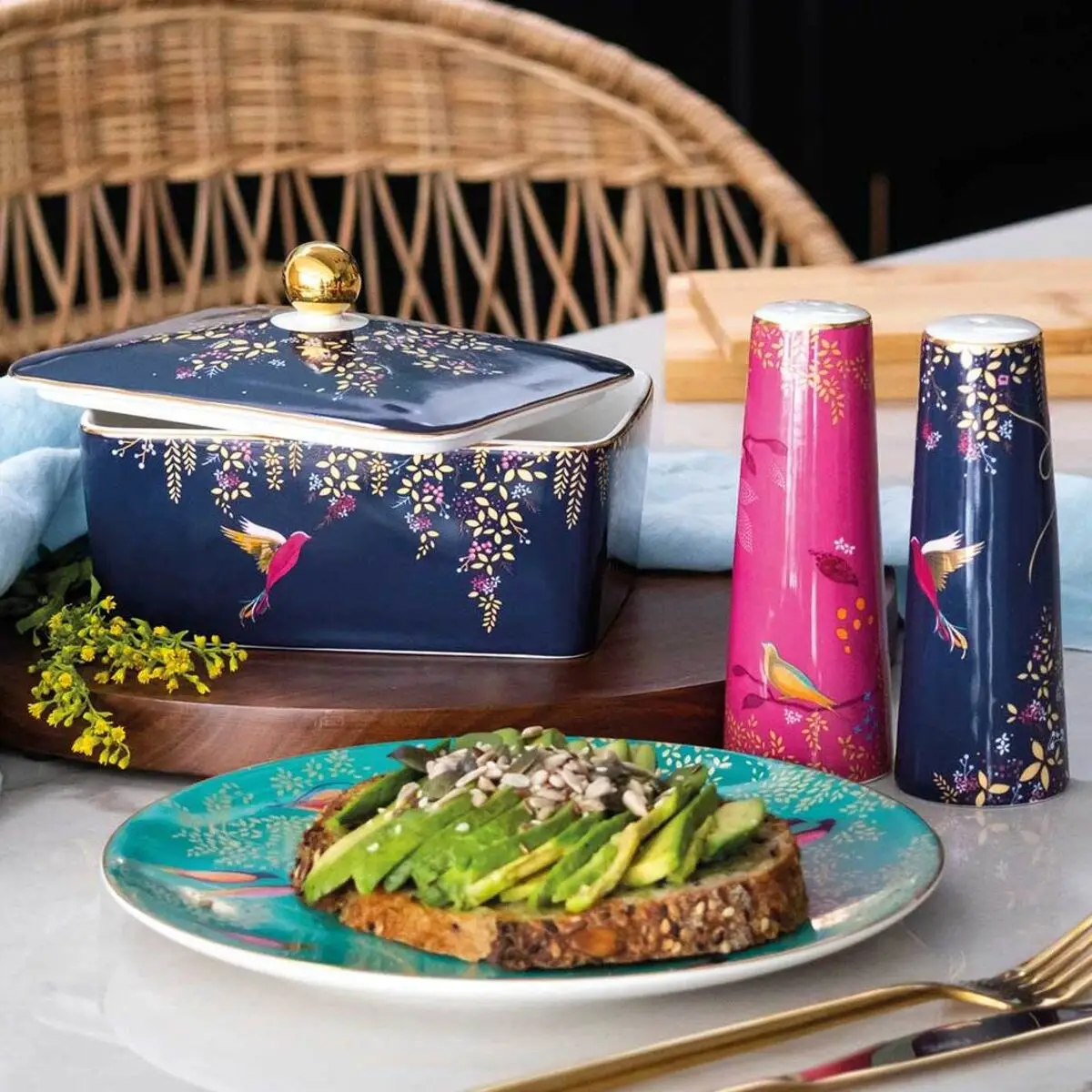 Sara Miller Chelsea Covered Butter Dish - Navy