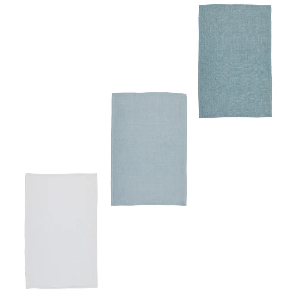 KitchenCraft Cotton Waffle Tea Towels Set of 3 - Greys
