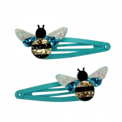 Rex London Bumblebee Glitter Hair Clips Set of 2