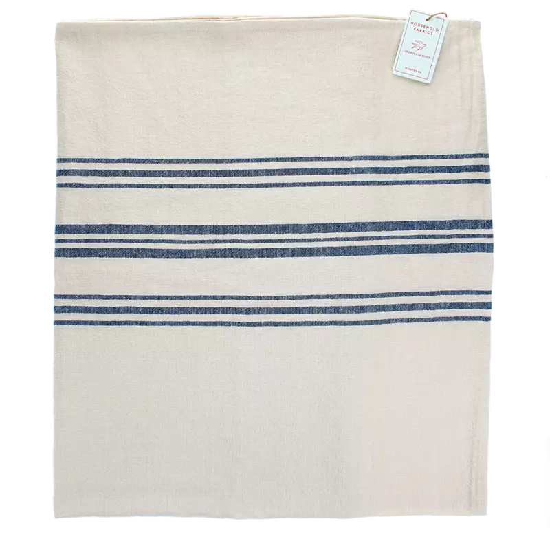 Rex London Pure Belgian Linen Tablecloth Blue Stripe 120x18cm