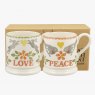 Emma Bridgewater Lovebirds Coral Set of 2 1/2 Pint Mugs Boxed