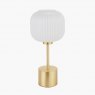 Bella White Ribbed Glass & Gold Metal Squoval Table Lamp