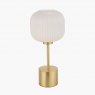 Bella White Ribbed Glass & Gold Metal Squoval Table Lamp