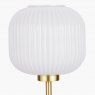 Bella White Ribbed Glass & Gold Metal Squoval Table Lamp