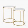 Milly S/2 White Marble & Gold Metal Side Tables