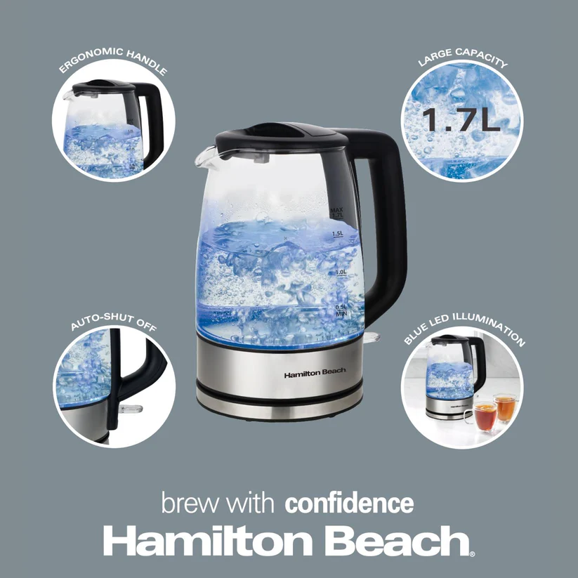 Hamilton Beach 1.7L Illuminating Glass Kettle