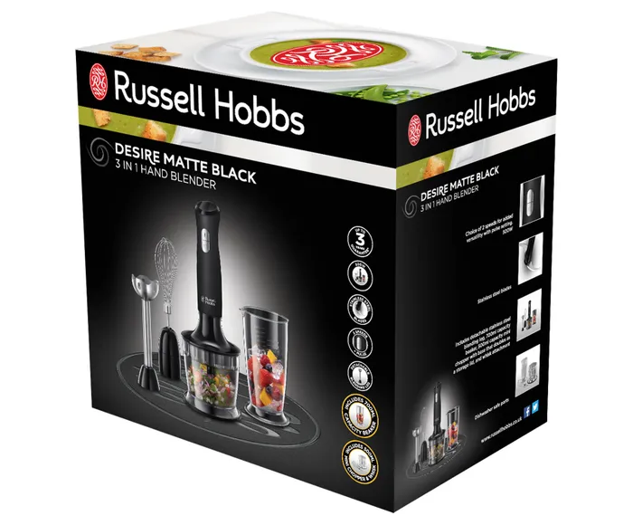 Russell Hobbs Desire Matte Black 3 in 1 Hand Blender