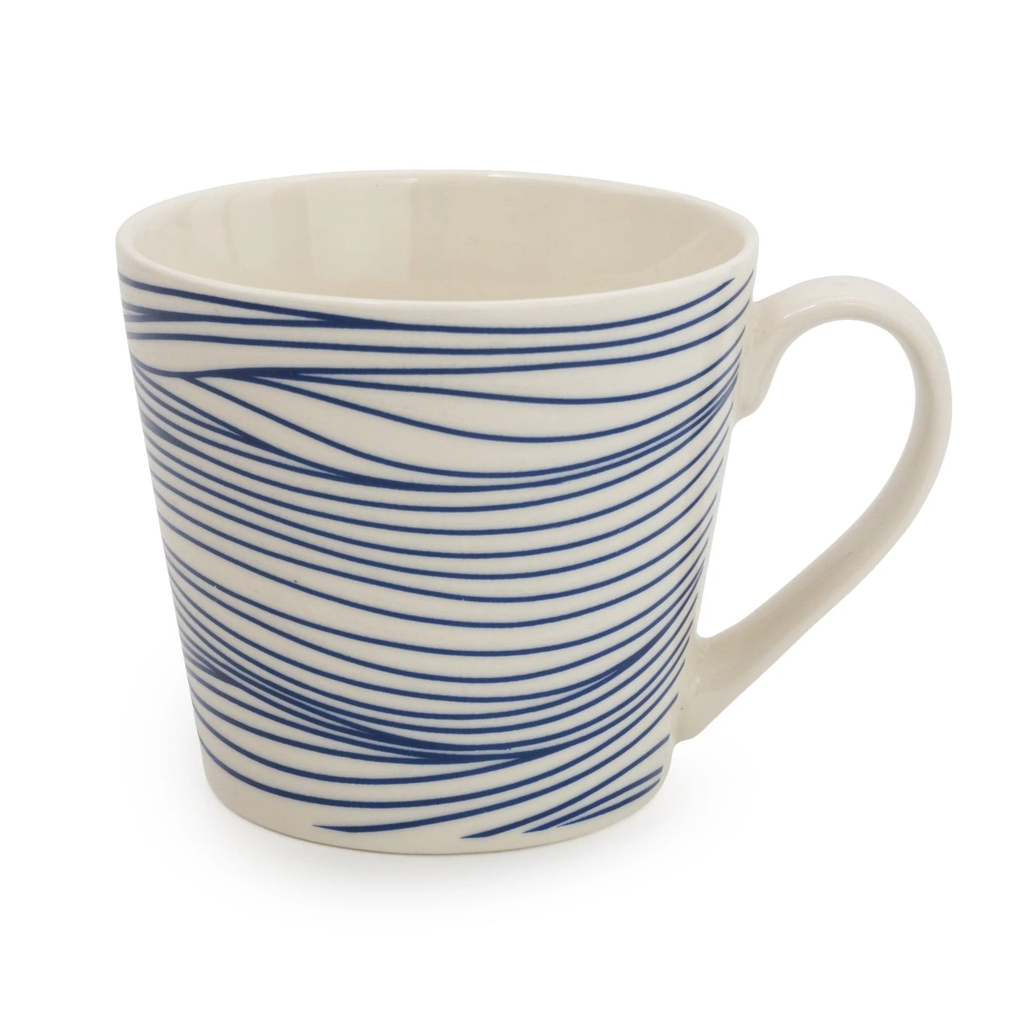 Wide Mug Nautical Horizontal Blue Lines