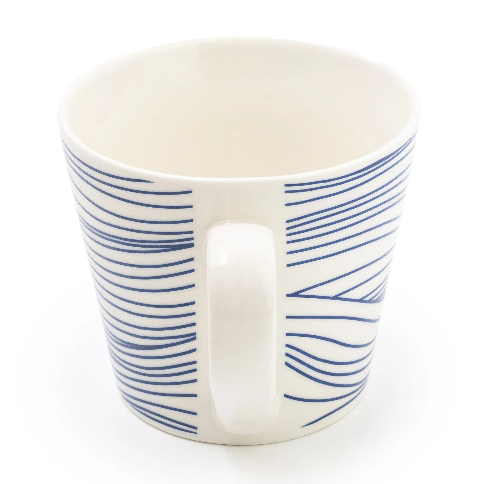 Wide Mug Nautical Horizontal Blue Lines