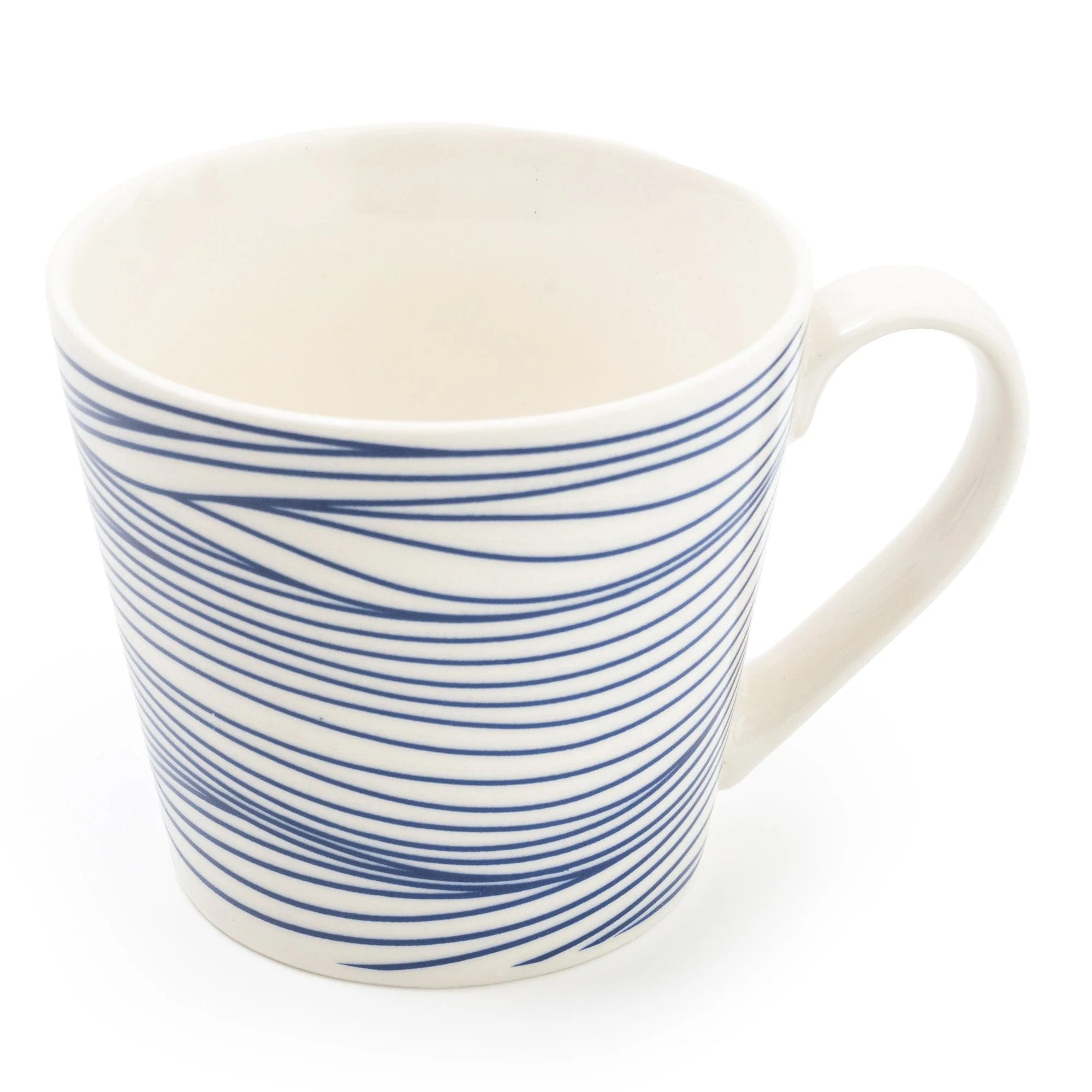 Wide Mug Nautical Horizontal Blue Lines