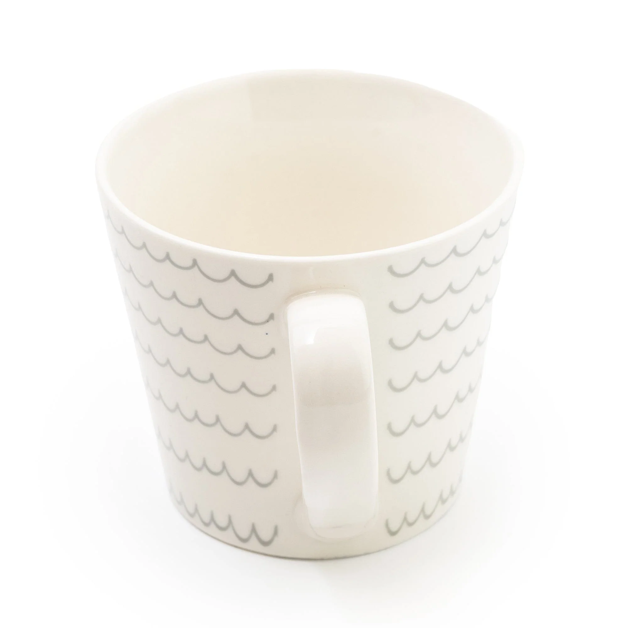 Wide Mug Nautical Wavy Lines Grey