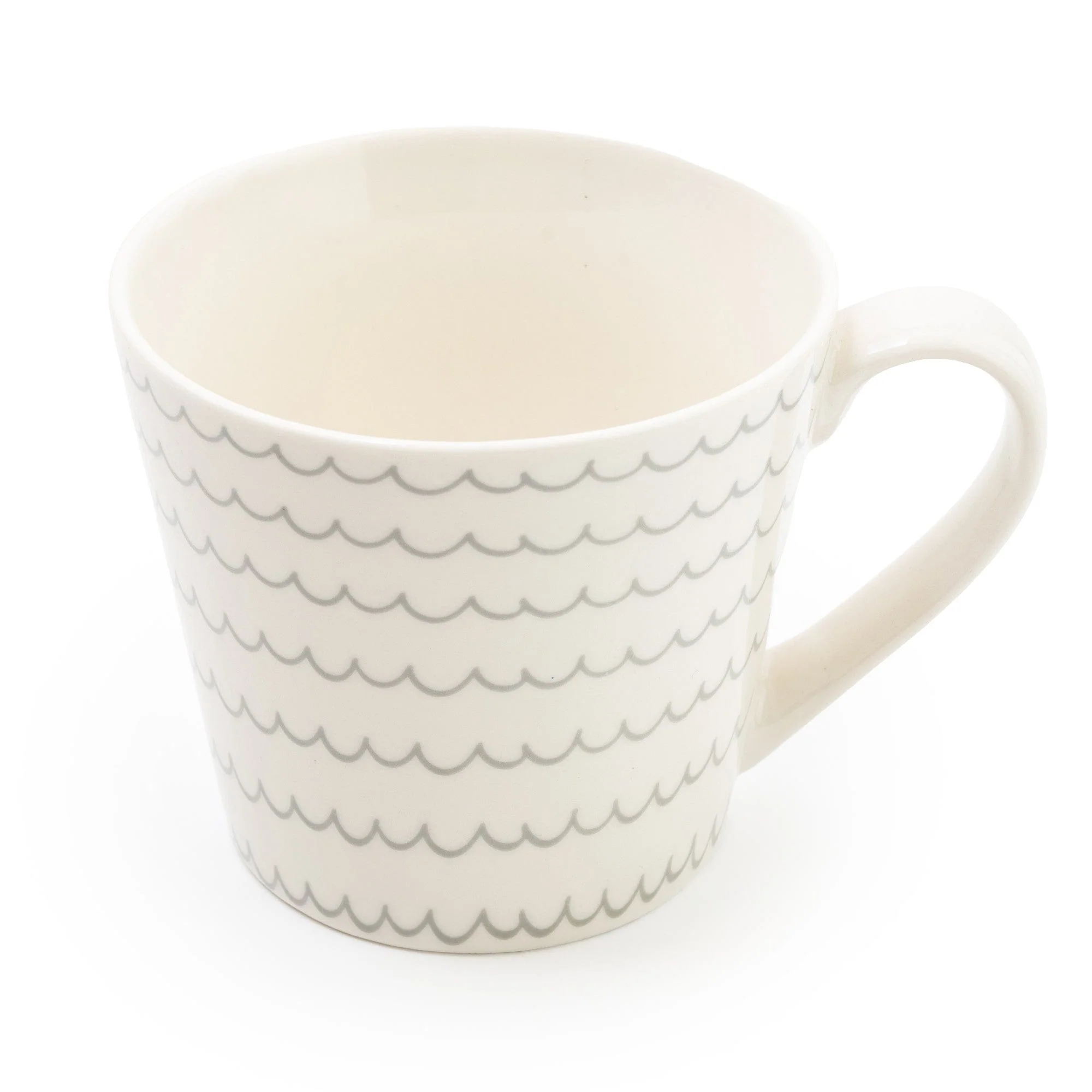 Wide Mug Nautical Wavy Lines Grey