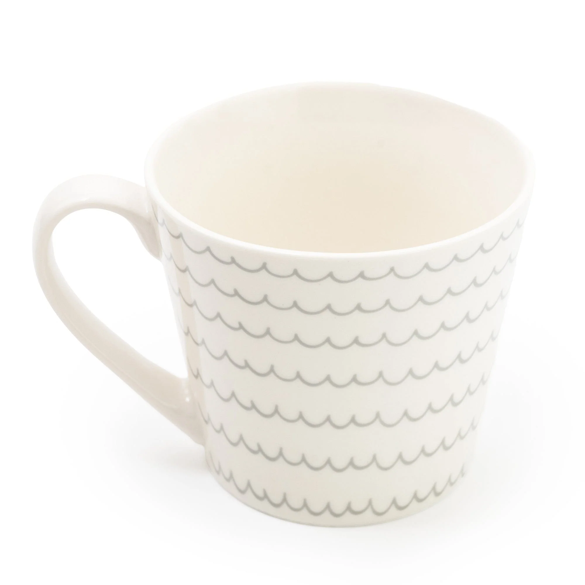 Wide Mug Nautical Wavy Lines Grey