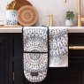 Sara Miller Artisanne Noir Mandala Double Oven Gloves