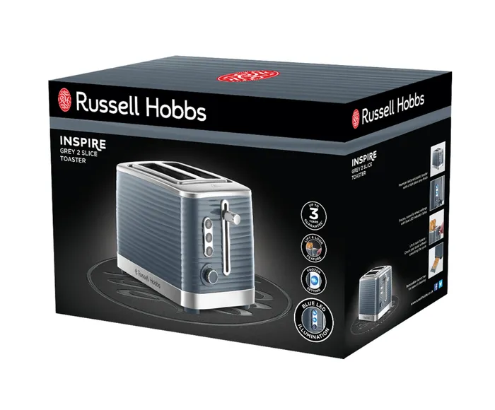 Russell Hobbs Inspire Grey 2 Slice Toaster