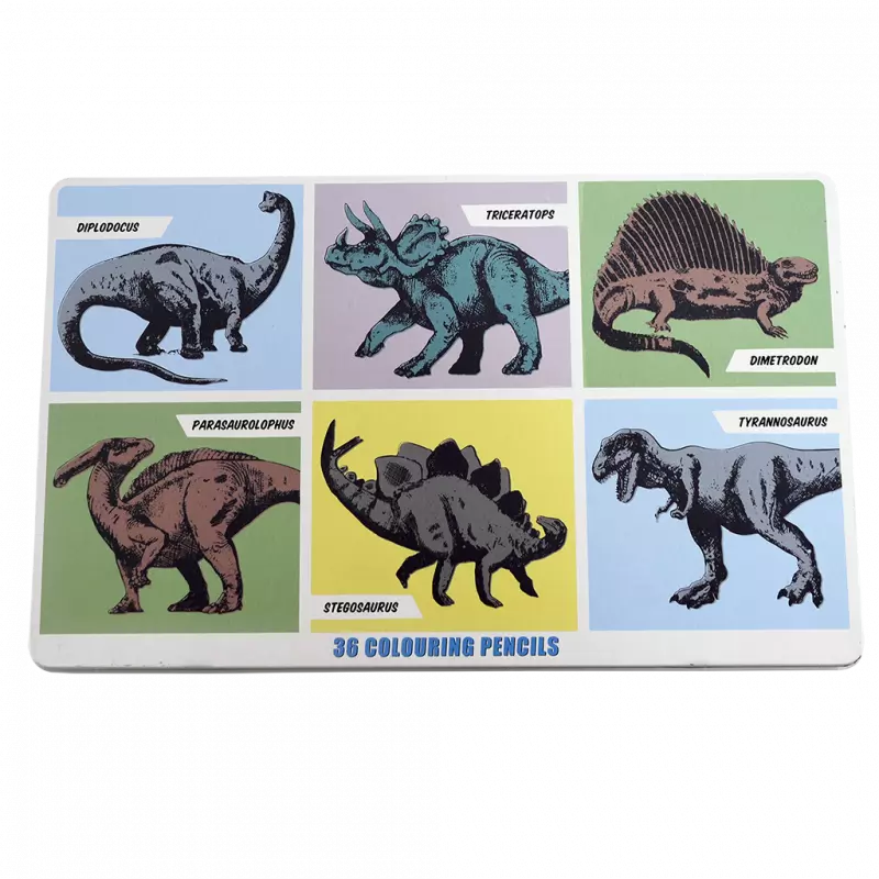 Rex London 36 Colouring Pencils In A Tin - Prehistoric Land