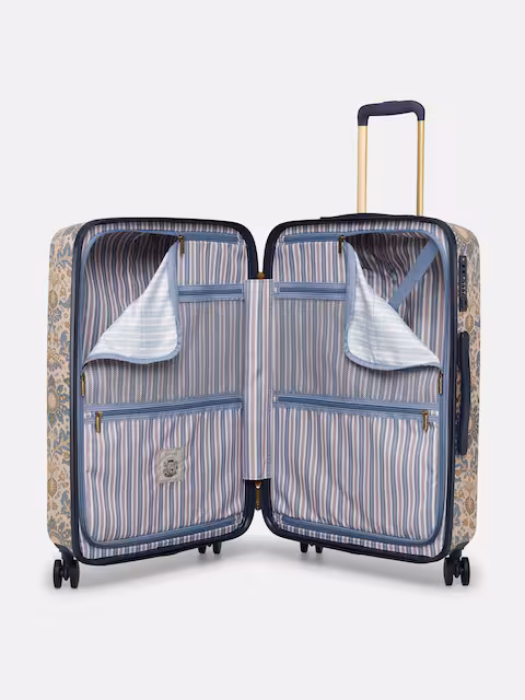 Joules Damask Print Medium Four Wheel Hard Shell Suitcase