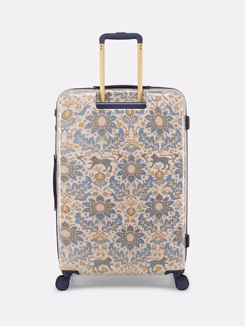 Joules Damask Print Large Four Wheel Hard Shell Suitcase