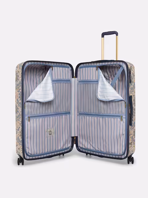 Joules Damask Print Large Four Wheel Hard Shell Suitcase