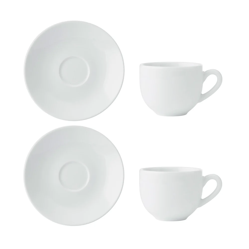 Mikasa Chalk Porcelain Espresso Cups and Saucers 90ml White - 2 Pack