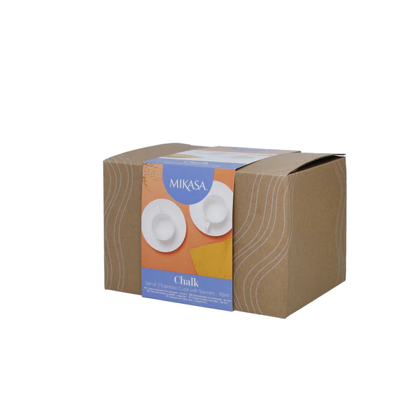Mikasa Mikasa Chalk Porcelain Espresso Cups and Saucers 90ml White - 2 Pack