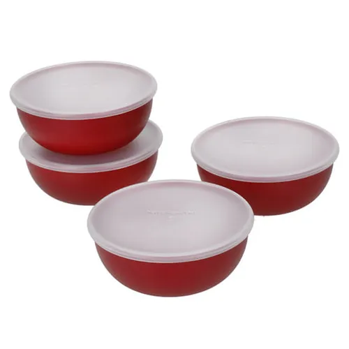 KitchenAid Set of 4 Pinch Bowls & Lids - Empire Red