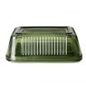 Ridged Glass Butter Dish Green